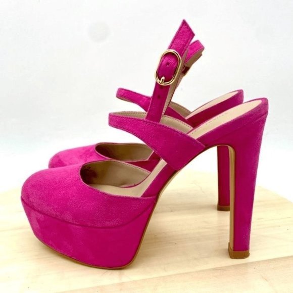 Stuart Weitzman Suede Avenue 130 Platform Stiletto Barbie Pink Size 5B NEW! - Picture 3 of 11